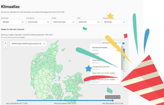 Billedet viser Klimaatlas kortviser med et konfetti rør